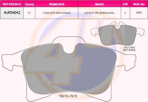 4U 4UP04042 - Kit de plaquettes de frein, frein à disque cwaw.fr