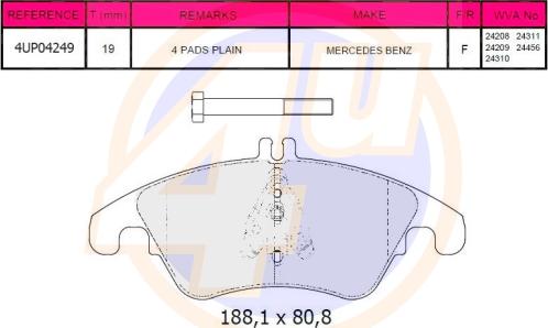 4U 4UP04249 - Kit de plaquettes de frein, frein à disque cwaw.fr