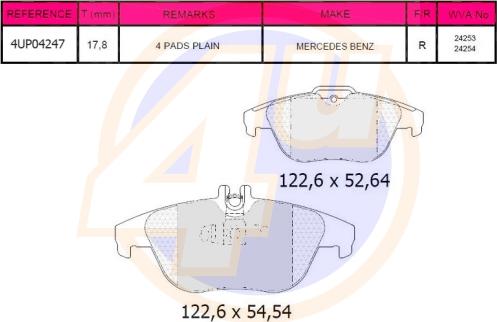 4U 4UP04247 - Kit de plaquettes de frein, frein à disque cwaw.fr