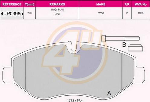 4U 4UP03965 - Kit de plaquettes de frein, frein à disque cwaw.fr