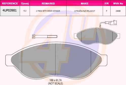 4U 4UP03981 - Kit de plaquettes de frein, frein à disque cwaw.fr