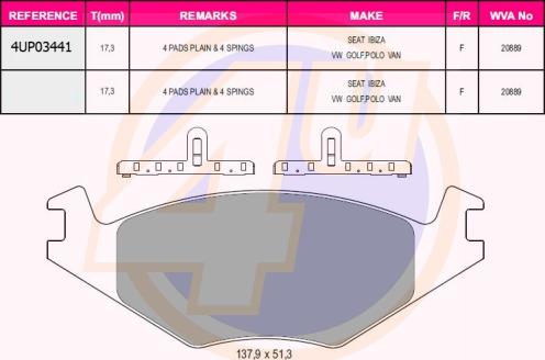 4U 4UP03441 - Kit de plaquettes de frein, frein à disque cwaw.fr