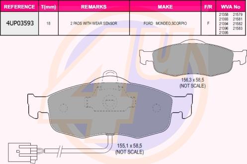 4U 4UP03593 - Kit de plaquettes de frein, frein à disque cwaw.fr