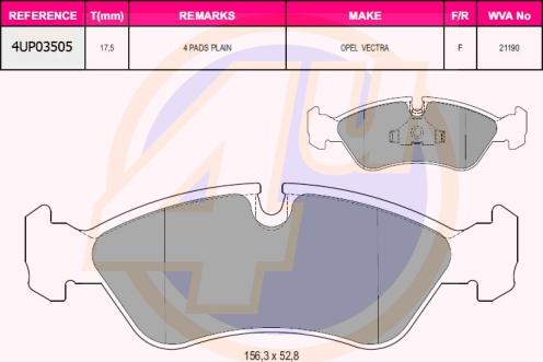 4U 4UP03505 - Kit de plaquettes de frein, frein à disque cwaw.fr