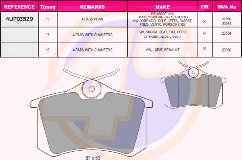 4U 4UP03529 - Kit de plaquettes de frein, frein à disque cwaw.fr