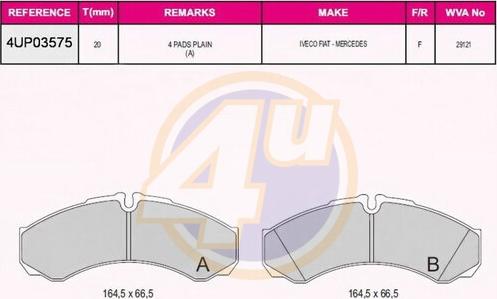 4U 4UP03575 - Kit de plaquettes de frein, frein à disque cwaw.fr