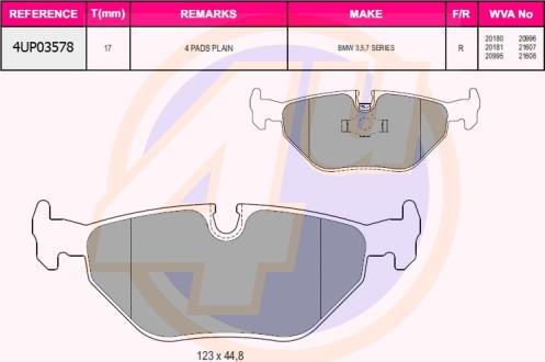 4U 4UP03578 - Kit de plaquettes de frein, frein à disque cwaw.fr