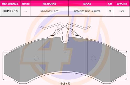 4U 4UP03614 - Kit de plaquettes de frein, frein à disque cwaw.fr