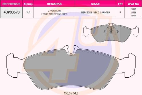 4U 4UP03670 - Kit de plaquettes de frein, frein à disque cwaw.fr