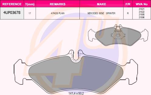 4U 4UP03678 - Kit de plaquettes de frein, frein à disque cwaw.fr