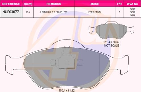 4U 4UP03877 - Kit de plaquettes de frein, frein à disque cwaw.fr