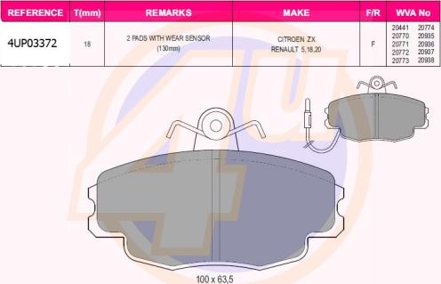 4U 4UP03372 - Kit de plaquettes de frein, frein à disque cwaw.fr