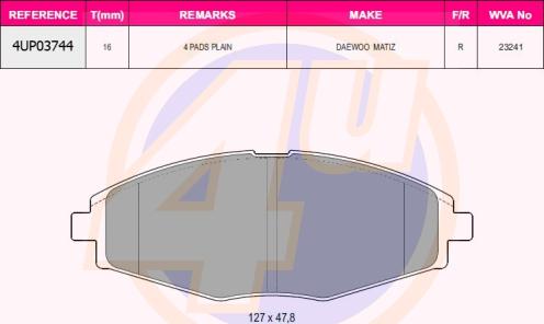 4U 4UP03744 - Kit de plaquettes de frein, frein à disque cwaw.fr