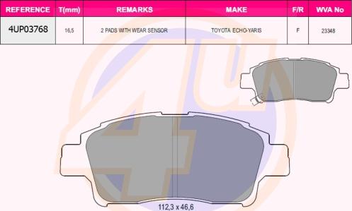 4U 4UP03768 - Kit de plaquettes de frein, frein à disque cwaw.fr