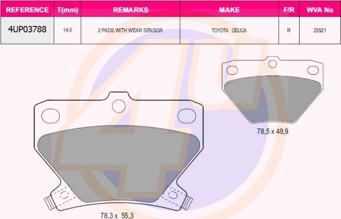 4U 4UP03788 - Kit de plaquettes de frein, frein à disque cwaw.fr