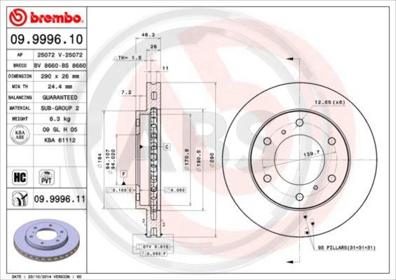 A.B.S. 09.9996.11 - Disque de frein cwaw.fr