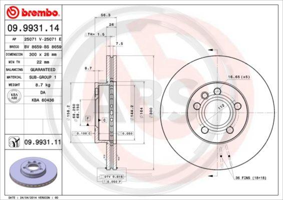 A.B.S. 09.9931.11 - Disque de frein cwaw.fr