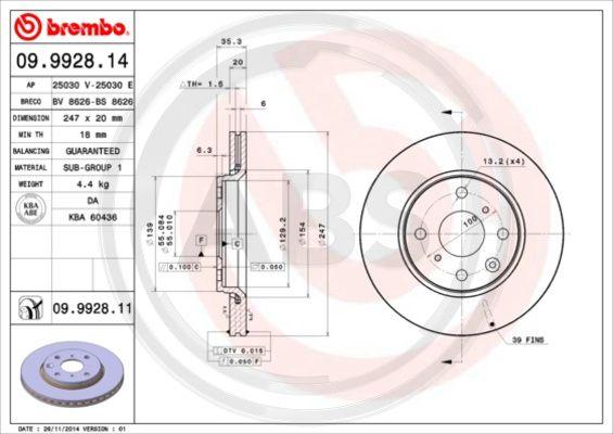 A.B.S. 09.9928.11 - Disque de frein cwaw.fr