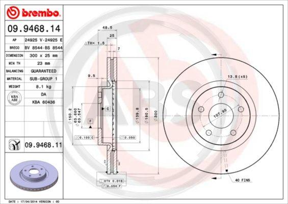 A.B.S. 09.9468.11 - Disque de frein cwaw.fr