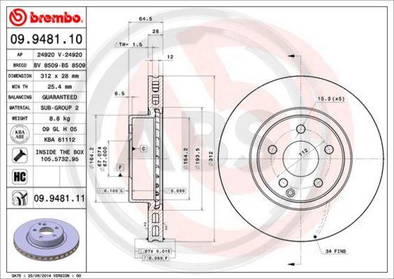 A.B.S. 09.9481.11 - Disque de frein cwaw.fr