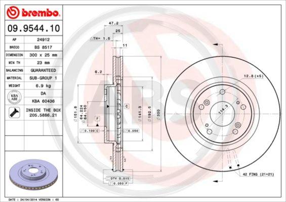 A.B.S. 09.9544.10 - Disque de frein cwaw.fr