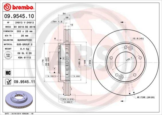 A.B.S. 09.9545.10 - Disque de frein cwaw.fr