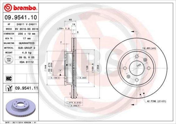 A.B.S. 09.9541.10 - Disque de frein cwaw.fr