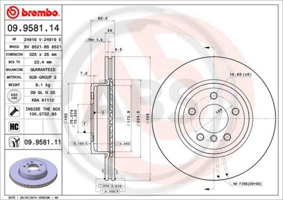 A.B.S. 09.9581.11 - Disque de frein cwaw.fr