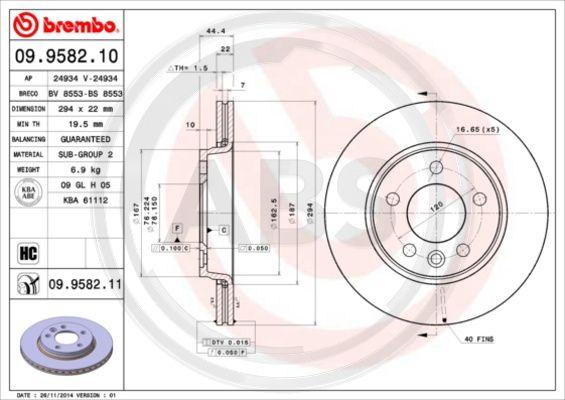 A.B.S. 09.9582.11 - Disque de frein cwaw.fr