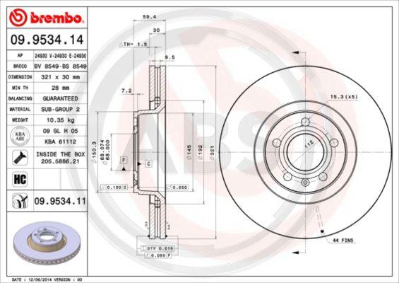 A.B.S. 09.9534.11 - Disque de frein cwaw.fr