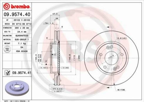 A.B.S. 09.9574.40 - Disque de frein cwaw.fr