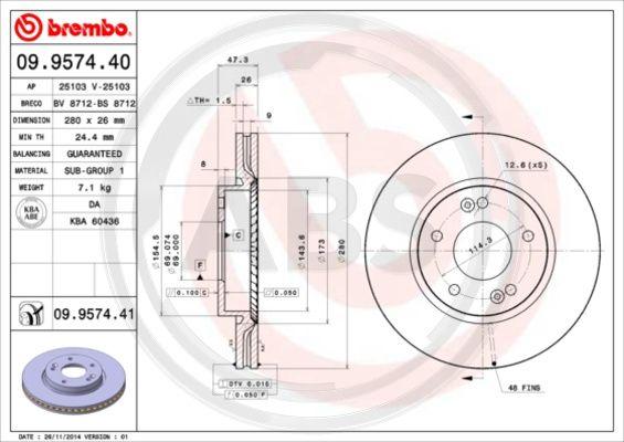 A.B.S. 09.9574.41 - Disque de frein cwaw.fr