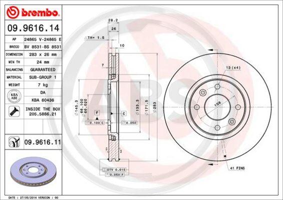 A.B.S. 09.9616.11 - Disque de frein cwaw.fr