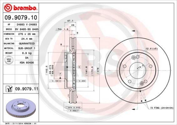 A.B.S. 09.9079.10 - Disque de frein cwaw.fr