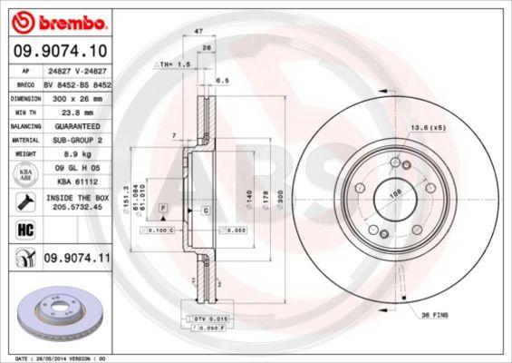 A.B.S. 09.9074.11 - Disque de frein cwaw.fr