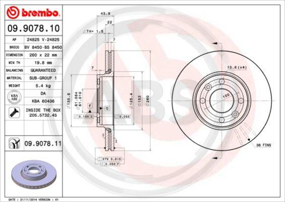 A.B.S. 09.9078.11 - Disque de frein cwaw.fr