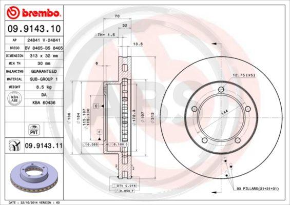 A.B.S. 09.9143.11 - Disque de frein cwaw.fr