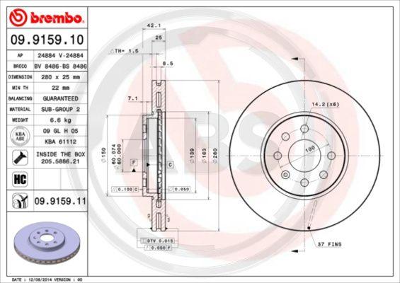 A.B.S. 09.9159.11 - Disque de frein cwaw.fr