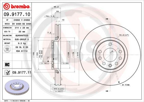 A.B.S. 09.9177.11 - Disque de frein cwaw.fr