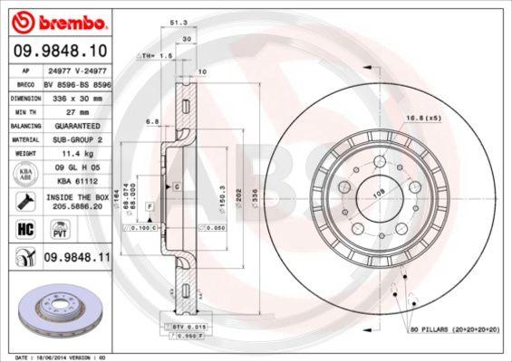 A.B.S. 09.9848.11 - Disque de frein cwaw.fr