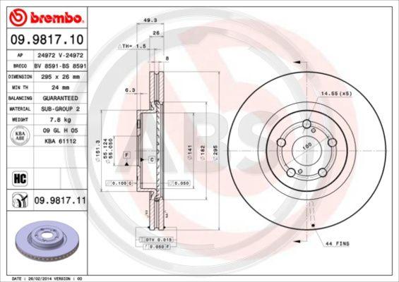 A.B.S. 09.9817.11 - Disque de frein cwaw.fr