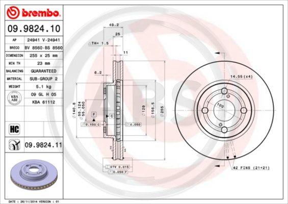 A.B.S. 09.9824.11 - Disque de frein cwaw.fr