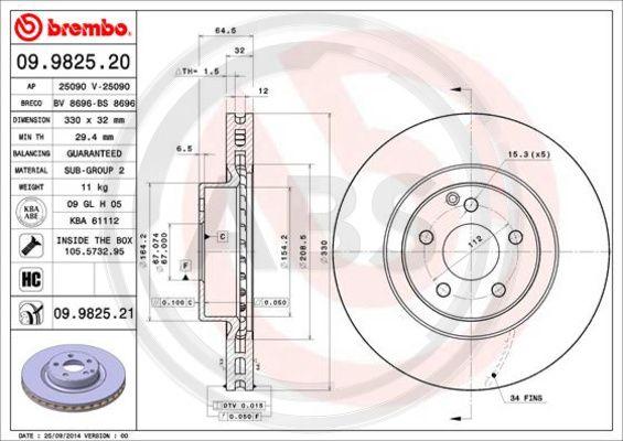 A.B.S. 09.9825.21 - Disque de frein cwaw.fr