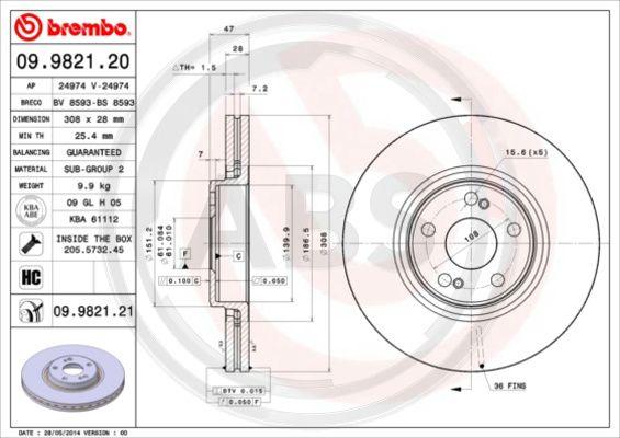 A.B.S. 09.9821.21 - Disque de frein cwaw.fr