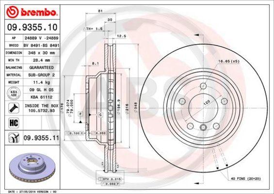 A.B.S. 09.9355.11 - Disque de frein cwaw.fr