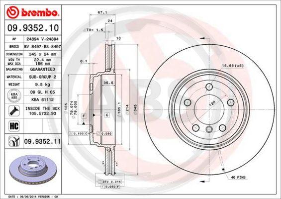 A.B.S. 09.9352.11 - Disque de frein cwaw.fr