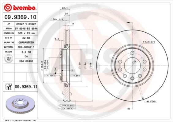 A.B.S. 09.9369.11 - Disque de frein cwaw.fr