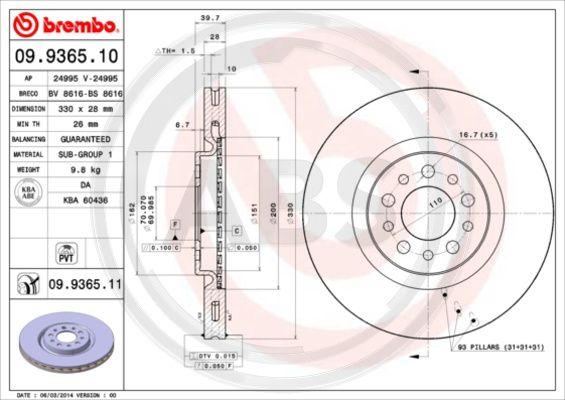 A.B.S. 09.9365.10 - Disque de frein cwaw.fr