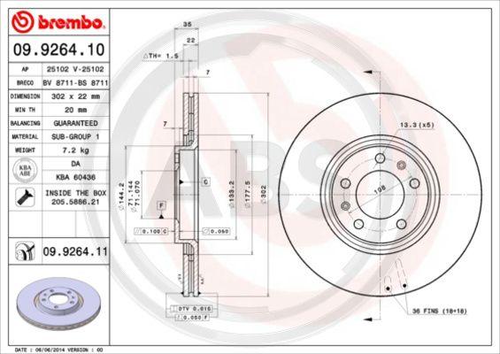 A.B.S. 09.9264.11 - Disque de frein cwaw.fr