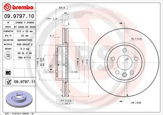 A.B.S. 09.9797.11 - Disque de frein cwaw.fr